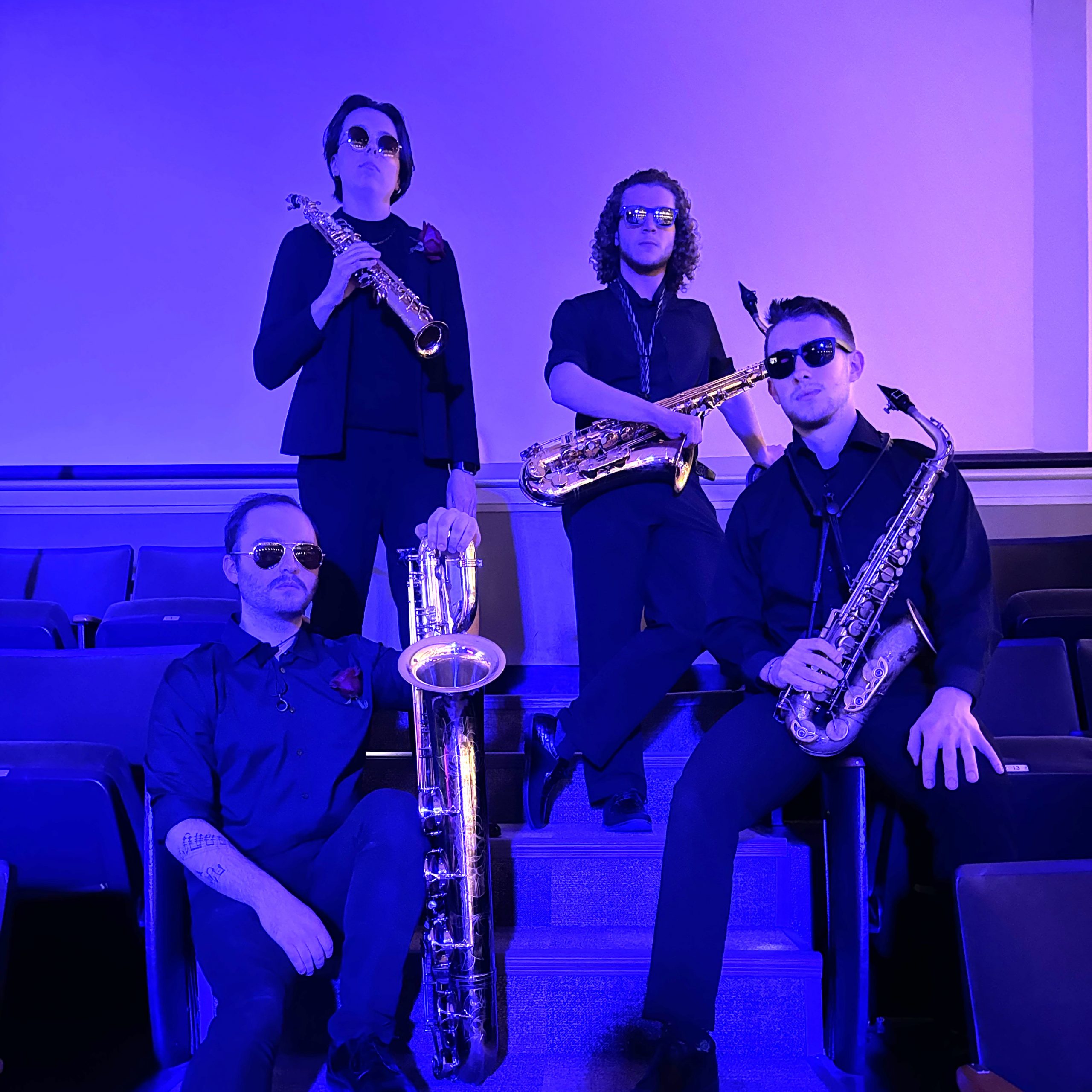 Purple men with glasses